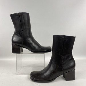 Enzo Angiolini Women's Leather Brown / Black Square Toe Boot- Size 10M